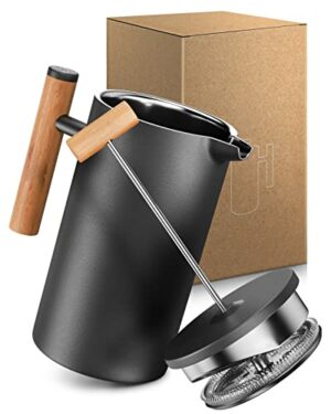 Lambda Coffe – Thermo French Press Edelstahl I 1 Liter – 5 Tassen I  Doppelwandig: Hält lange Warm