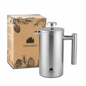 Groenenberg French Press aus Edelstahl | 1 Liter (5 Tassen) | Erhältlich in 3 Größen